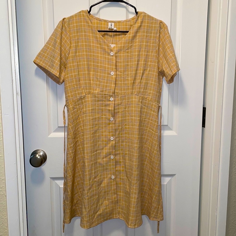 2/$14 - NWT Yellow Plaid Dress